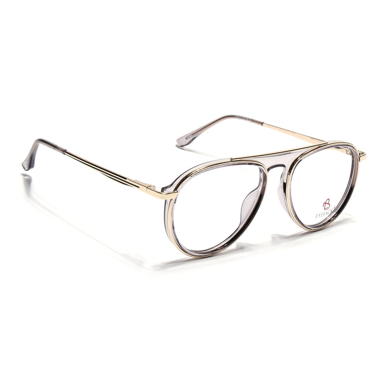 Eyejack Golden & Grey Aviator Eyeglasses for Men & Women (170210FCL2049-C6)