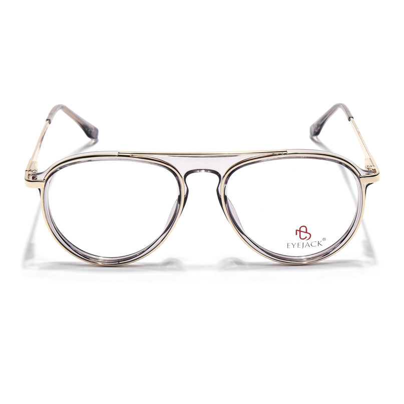 Eyejack Golden & Grey Aviator Eyeglasses for Men & Women (170210FCL2049-C6)