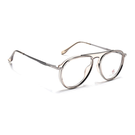 Eyejack Silver & Transparent Aviator Eyeglasses for Men & Women (170210FCL2050-C7)