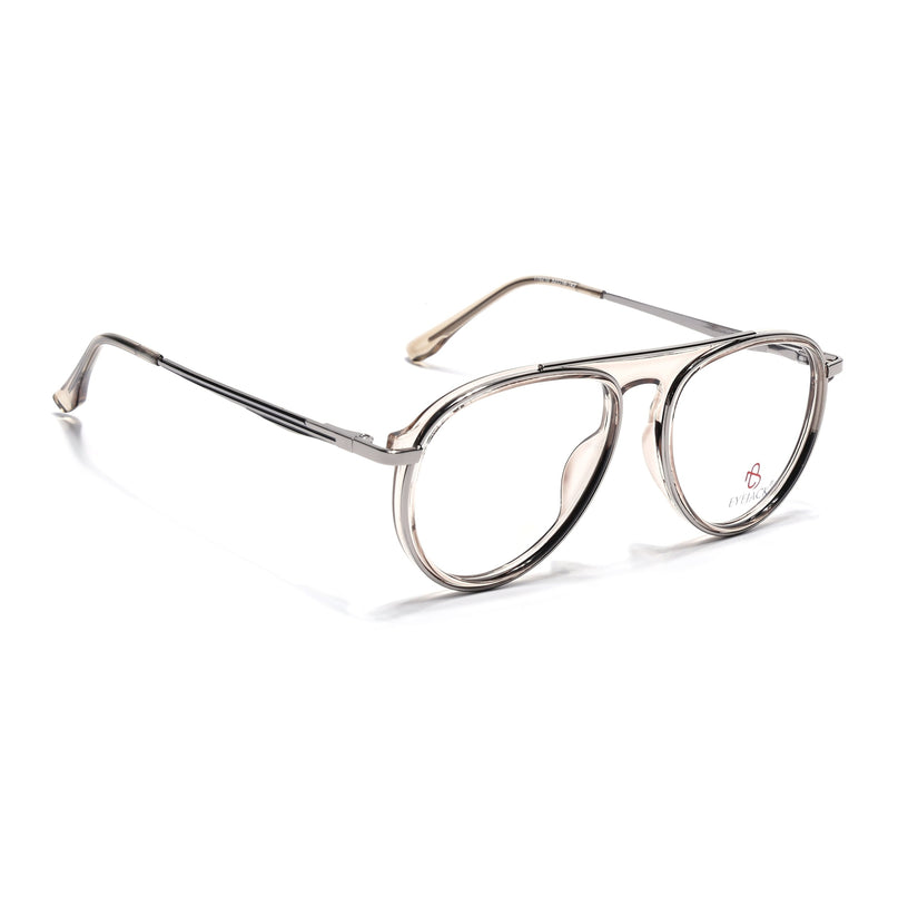 Eyejack Silver & Transparent Aviator Eyeglasses for Men & Women (170210FCL2050-C7)