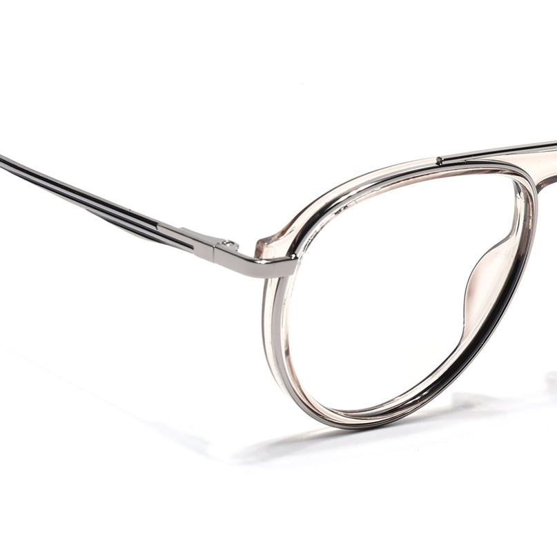 Eyejack Silver & Transparent Aviator Eyeglasses for Men & Women (170210FCL2050-C7)