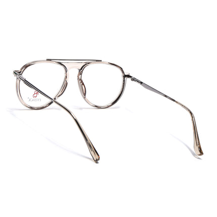 Eyejack Silver & Transparent Aviator Eyeglasses for Men & Women (170210FCL2050-C7)
