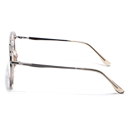 Eyejack Silver & Transparent Aviator Eyeglasses for Men & Women (170210FCL2050-C7)
