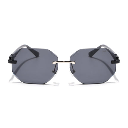 Rimless Sunglasses for Men & Women (Black Lens | Black Frame - MG7360)
