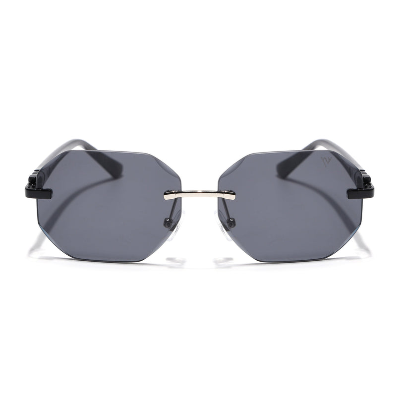Rimless Sunglasses for Men & Women (Black Lens | Black Frame - MG7360)