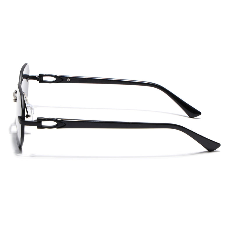 Rimless Sunglasses for Men & Women (Black Lens | Black Frame - MG7360)