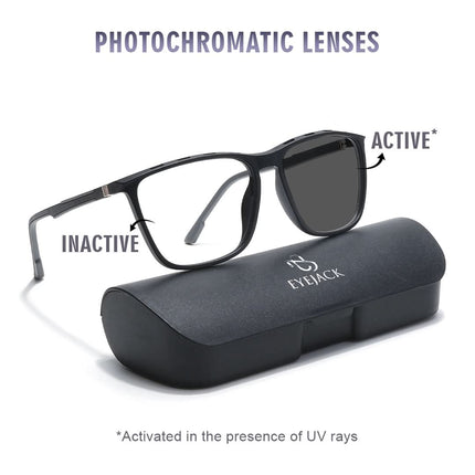 Eyejack Photochromic Matt Black Square Eyeglasses for Men & Women (18002CL588-C2)
