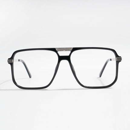 EyeJack Titex Shine Black & Silver Wayfarer Eyeglasses for Men & Women (18901CL250-C2)
