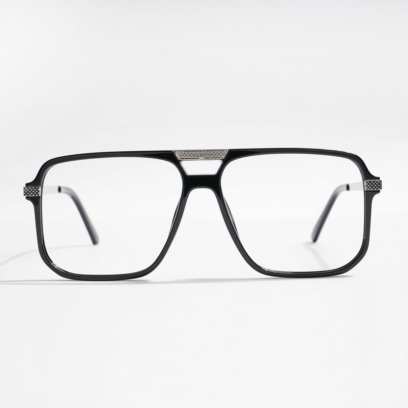 EyeJack Titex Shine Black & Silver Wayfarer Eyeglasses for Men & Women (18901CL250-C2)