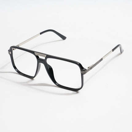 EyeJack Titex Shine Black & Silver Wayfarer Eyeglasses for Men & Women (18901CL250-C2)