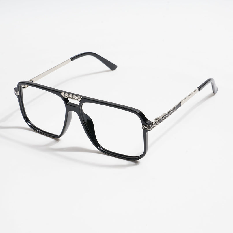 EyeJack Titex Shine Black & Silver Wayfarer Eyeglasses for Men & Women (18901CL250-C2)