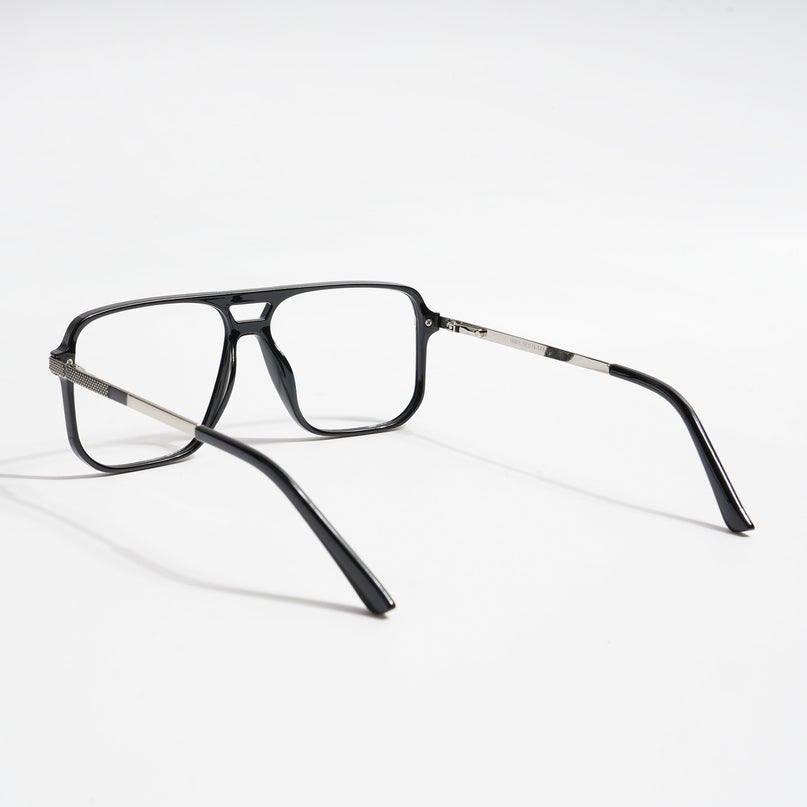 EyeJack Titex Shine Black & Silver Wayfarer Eyeglasses for Men & Women (18901CL250-C2)