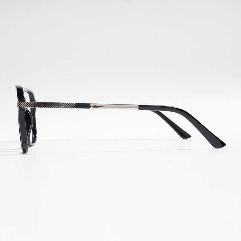 EyeJack Titex Shine Black & Silver Wayfarer Eyeglasses for Men & Women (18901CL250-C2)