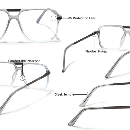 EyeJack Titex Matt Grey Wayfarer Eyeglasses for Men & Women (18901CL254-C6)