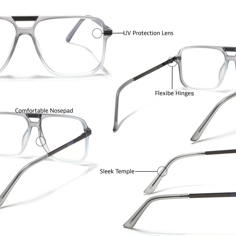 EyeJack Titex Matt Grey Wayfarer Eyeglasses for Men & Women (18901CL254-C6)