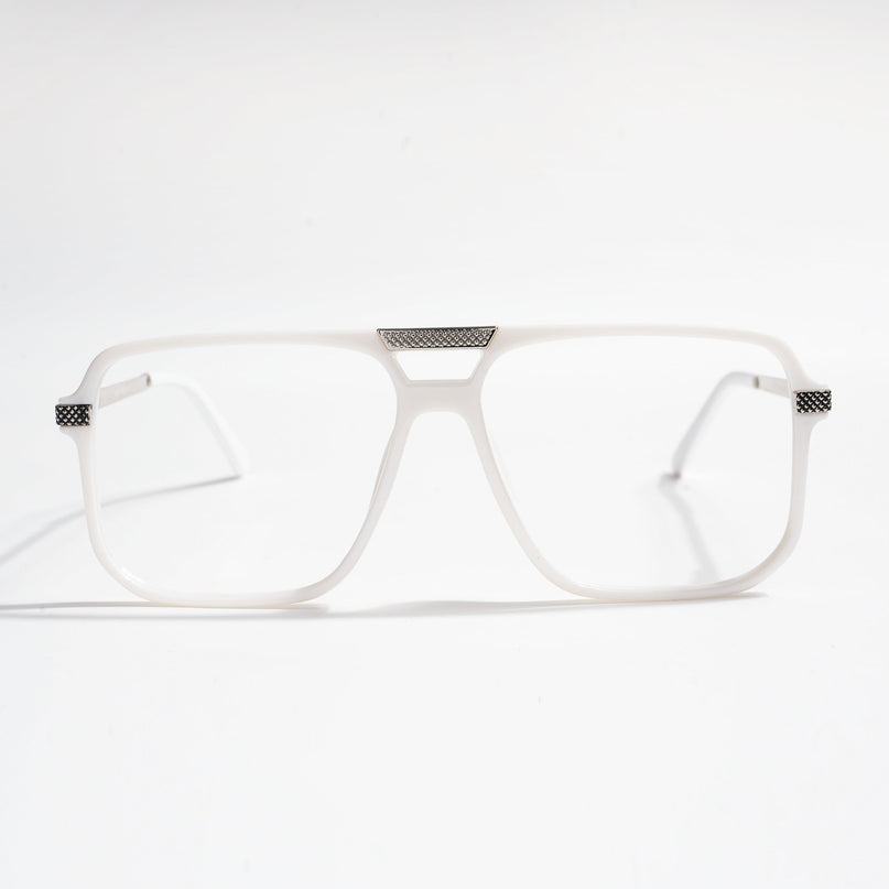 EyeJack Titex White Wayfarer Eyeglasses for Men & Women (18901CL256-C8)