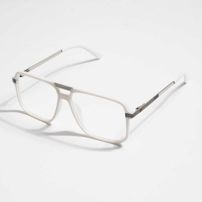 EyeJack Titex White Wayfarer Eyeglasses for Men & Women (18901CL256-C8)
