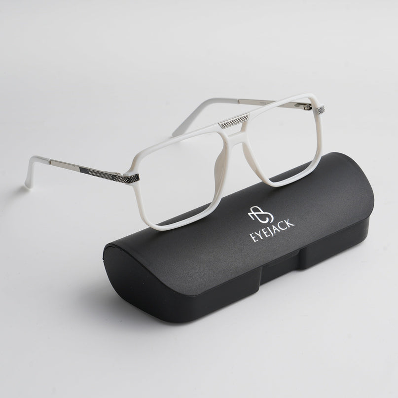EyeJack Titex White Wayfarer Eyeglasses for Men & Women (18901CL256-C8)