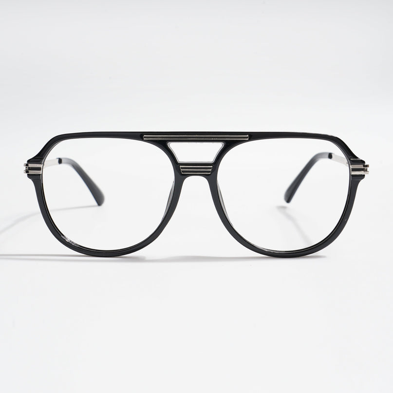 EyeJack Titex Shine Black & Silver Wayfarer Eyeglasses for Men & Women (18902CL261-C2)