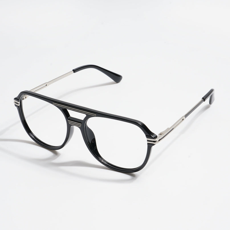EyeJack Titex Shine Black & Silver Wayfarer Eyeglasses for Men & Women (18902CL261-C2)
