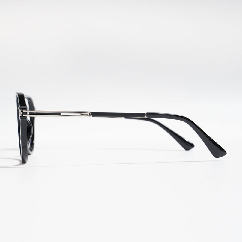 EyeJack Titex Shine Black & Silver Wayfarer Eyeglasses for Men & Women (18902CL261-C2)