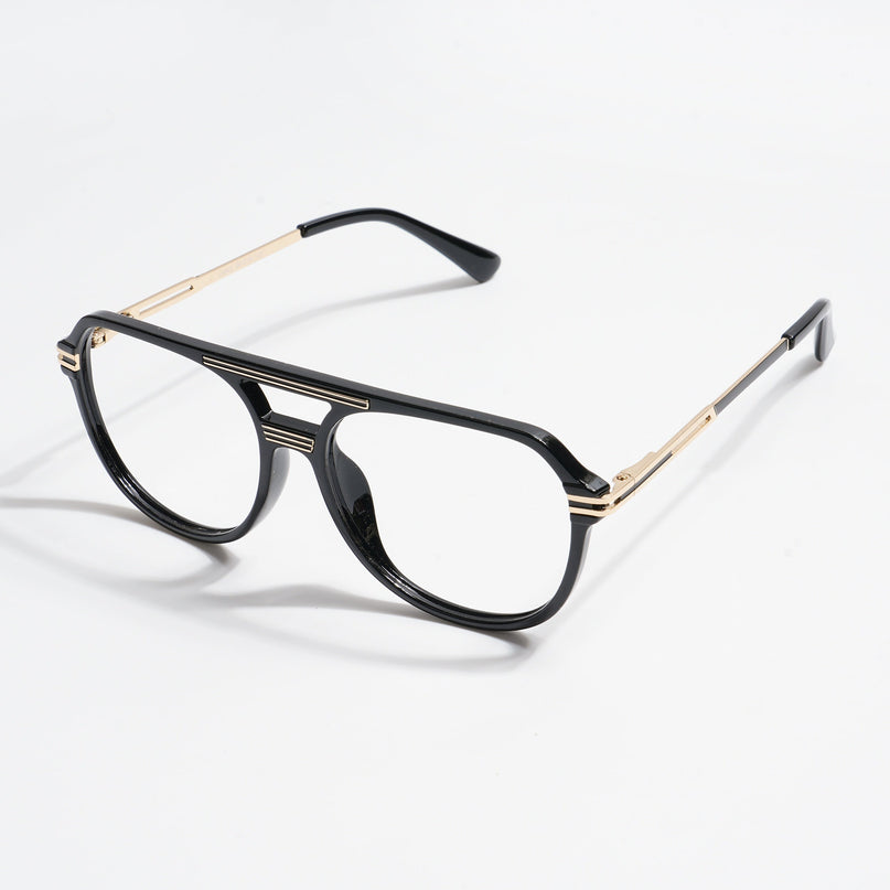 EyeJack Titex Shine Black & Golden Wayfarer Eyeglasses for Men & Women (18902CL262-C3)