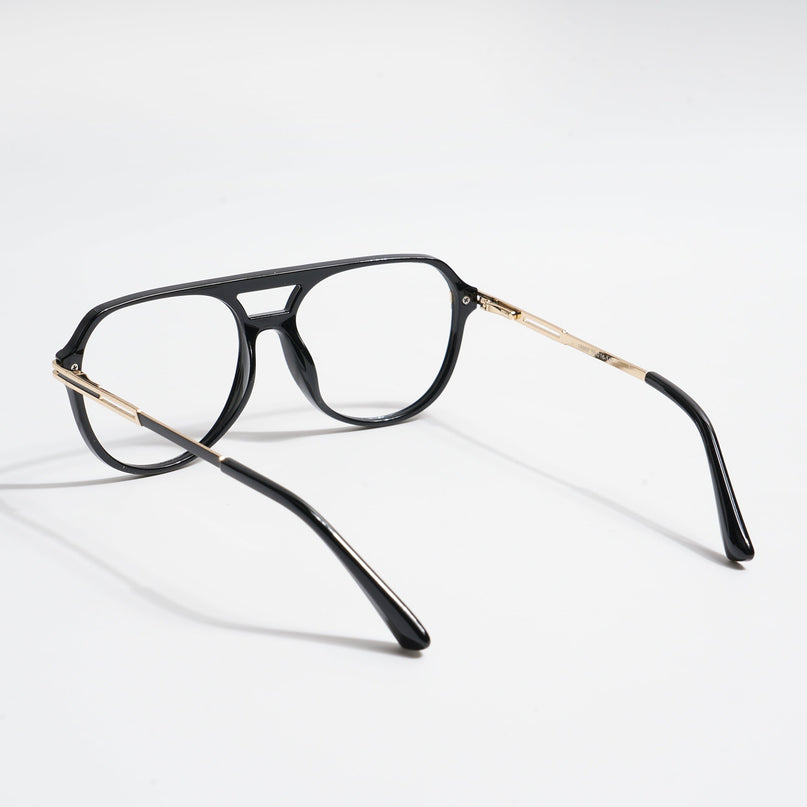 EyeJack Titex Shine Black & Golden Wayfarer Eyeglasses for Men & Women (18902CL262-C3)
