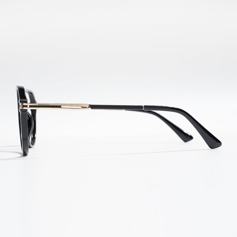 EyeJack Titex Shine Black & Golden Wayfarer Eyeglasses for Men & Women (18902CL262-C3)
