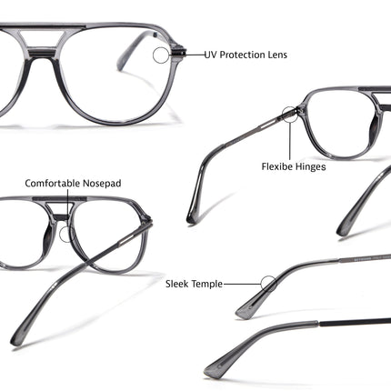 EyeJack Titex Shine Grey Wayfarer Eyeglasses for Men & Women (18902CL264-C5)