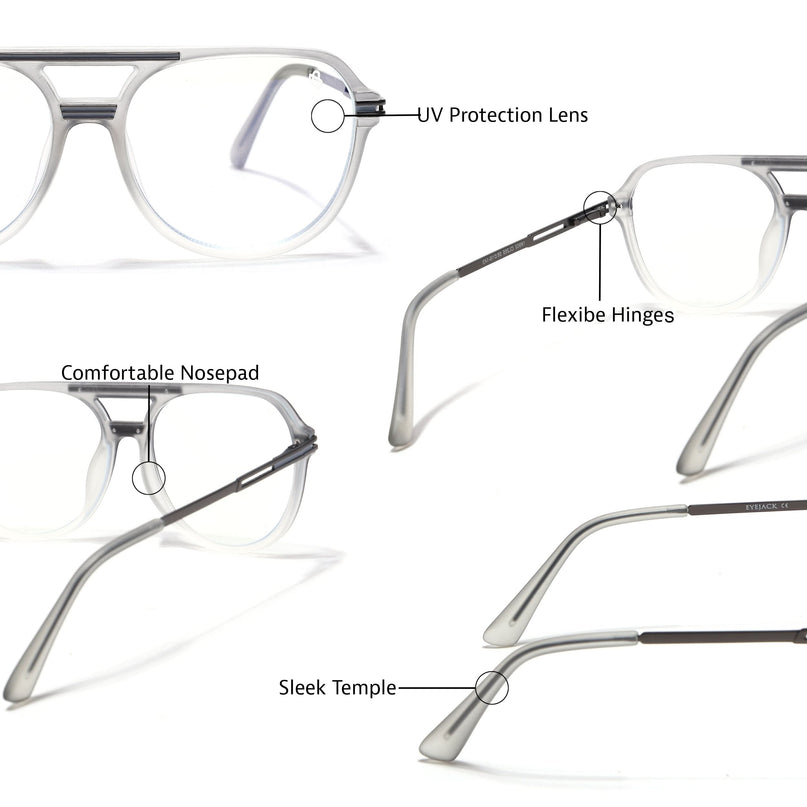 EyeJack Titex Matt Grey Wayfarer Eyeglasses for Men & Women (18902CL265-C6)
