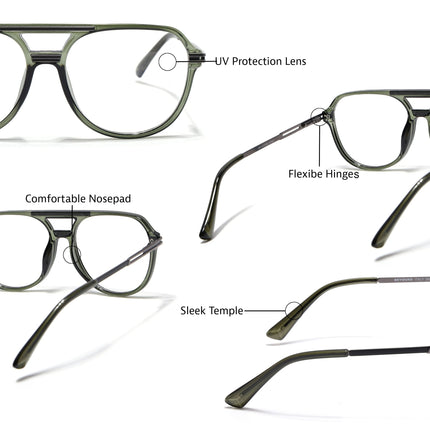 EyeJack Titex Green Wayfarer Eyeglasses for Men & Women (18902CL267-C8)