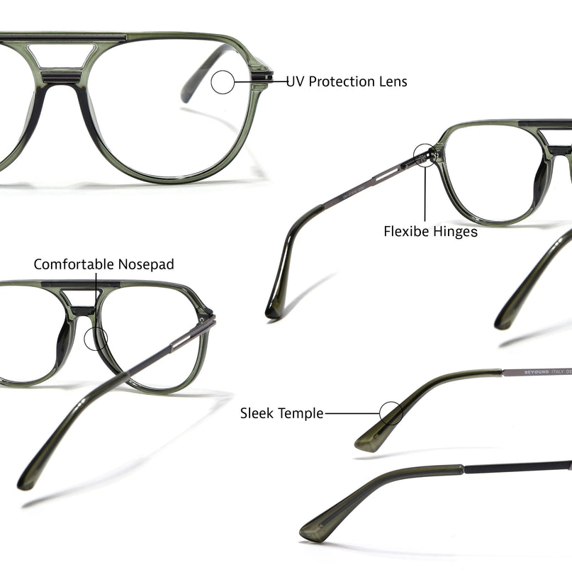 EyeJack Titex Green Wayfarer Eyeglasses for Men & Women (18902CL267-C8)
