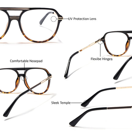 EyeJack Titex Demi Brown Wayfarer Eyeglasses for Men & Women (18902CL269-C10)