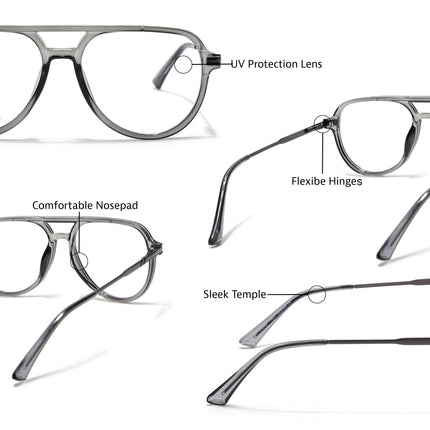 EyeJack Titex Shine Grey Wayfarer Eyeglasses for Men & Women (18903CL352-C5)