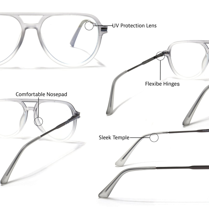 EyeJack Titex Matt Grey Wayfarer Eyeglasses for Men & Women (18903CL353-C6)