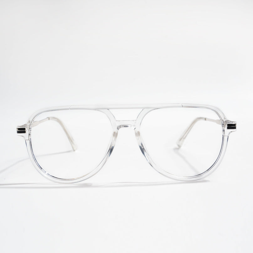 EyeJack Titex Transparent & Silver Wayfarer Eyeglasses for Men & Women (18903CL354-C7)
