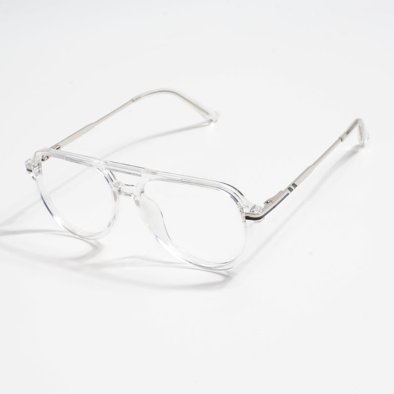 EyeJack Titex Transparent & Silver Wayfarer Eyeglasses for Men & Women (18903CL354-C7)