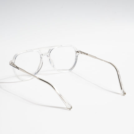 EyeJack Titex Transparent & Silver Wayfarer Eyeglasses for Men & Women (18903CL354-C7)