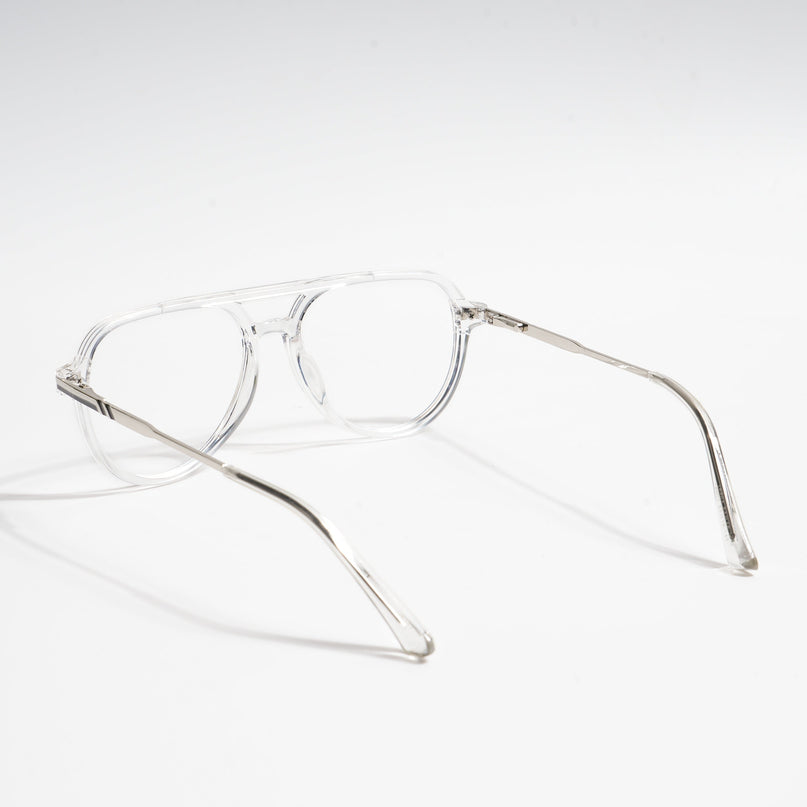 EyeJack Titex Transparent & Silver Wayfarer Eyeglasses for Men & Women (18903CL354-C7)