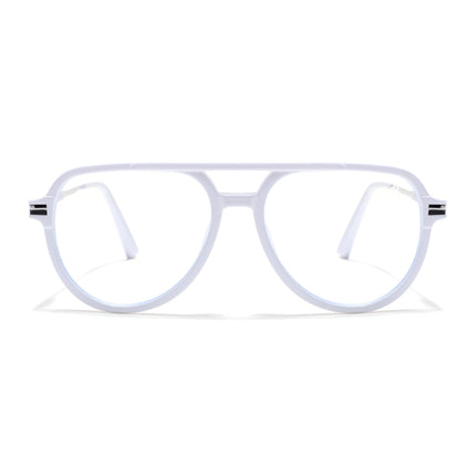 EyeJack Titex White & Silver Wayfarer Eyeglasses for Men & Women (18903CL355-C8)