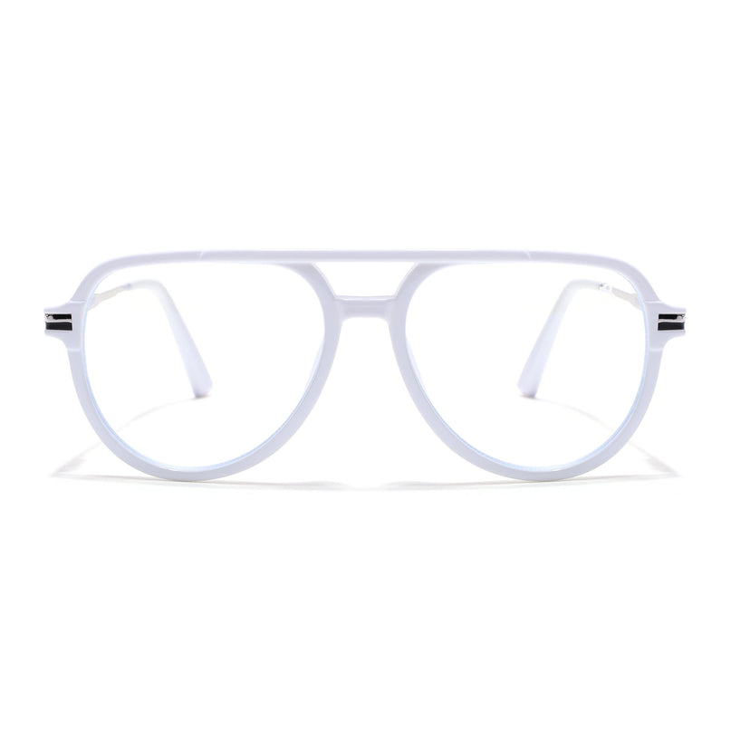 EyeJack Titex White & Silver Wayfarer Eyeglasses for Men & Women (18903CL355-C8)