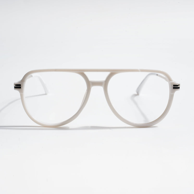 EyeJack Titex White & Silver Wayfarer Eyeglasses for Men & Women (18903CL355-C8)