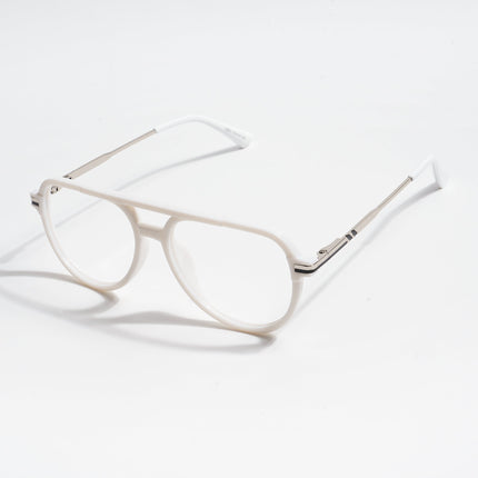 EyeJack Titex White & Silver Wayfarer Eyeglasses for Men & Women (18903CL355-C8)