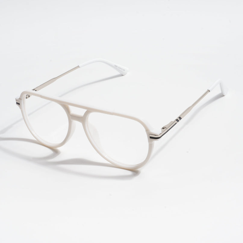 EyeJack Titex White & Silver Wayfarer Eyeglasses for Men & Women (18903CL355-C8)