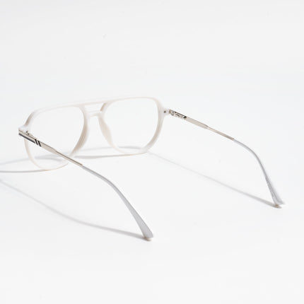 EyeJack Titex White & Silver Wayfarer Eyeglasses for Men & Women (18903CL355-C8)