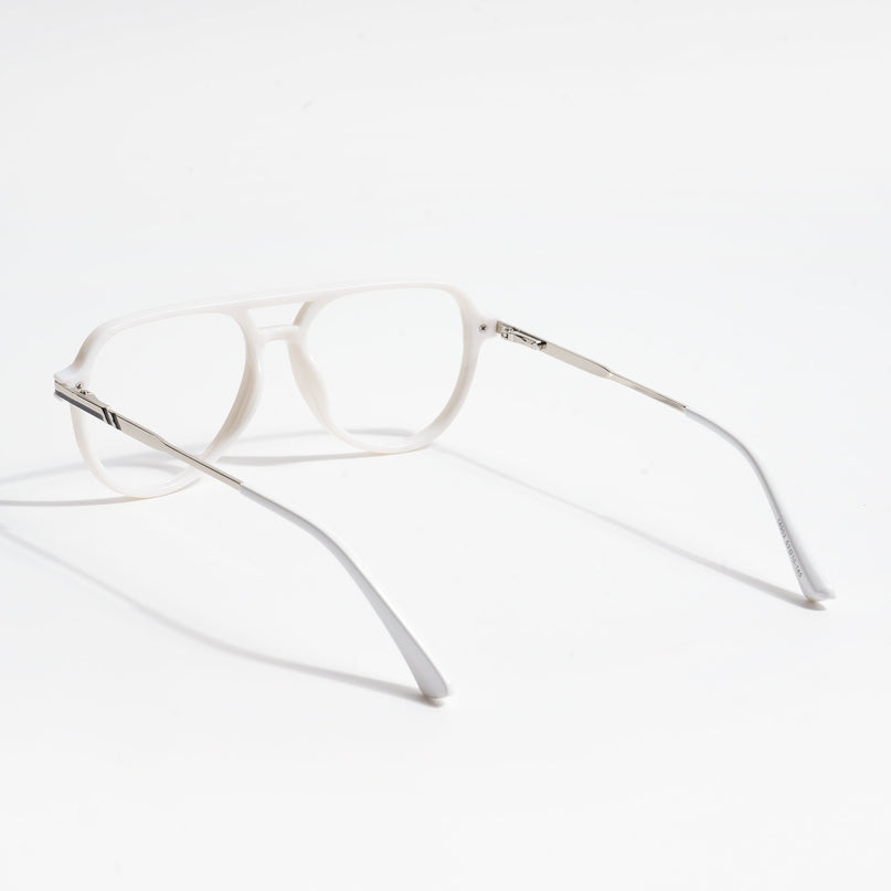 EyeJack Titex White & Silver Wayfarer Eyeglasses for Men & Women (18903CL355-C8)