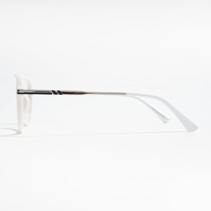 EyeJack Titex White & Silver Wayfarer Eyeglasses for Men & Women (18903CL355-C8)