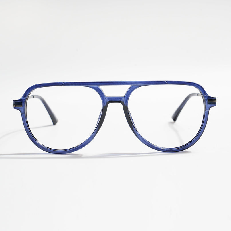 EyeJack Titex Blue & Silver Wayfarer Eyeglasses for Men & Women (18903CL357-C10)