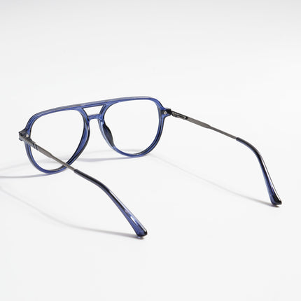 EyeJack Titex Blue & Silver Wayfarer Eyeglasses for Men & Women (18903CL357-C10)