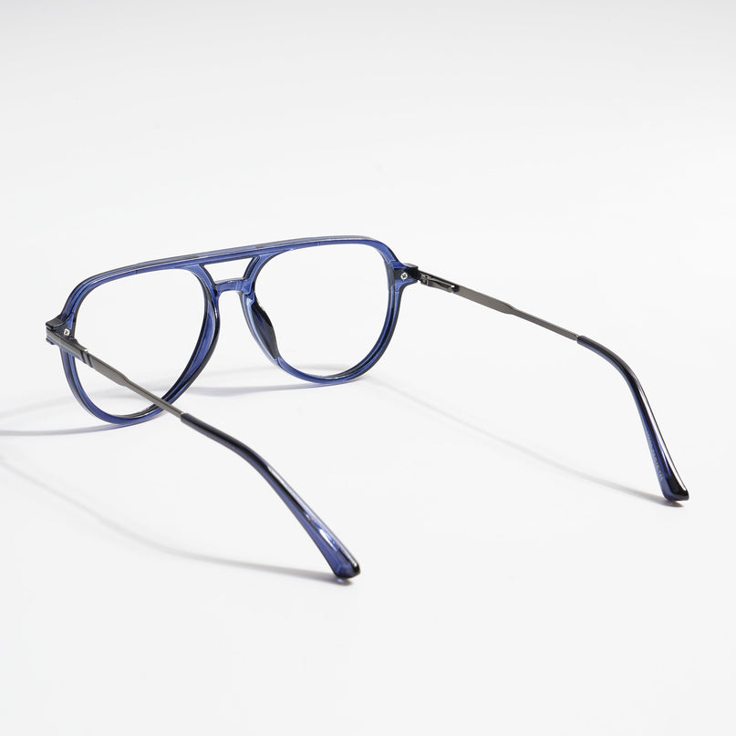 EyeJack Titex Blue & Silver Wayfarer Eyeglasses for Men & Women (18903CL357-C10)